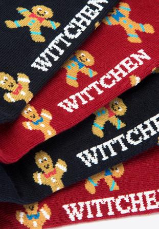 Women's socks with gingerbread man - set of 2 pairs, navy blue-red, 95-SD-003-X1-35/37, Photo 1