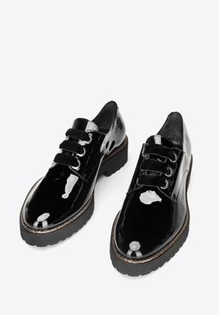 Damskie skÃ³rzane pÃ³Å‚buty na platformie, czarny, 92-D-134-1-41, ZdjÄ™cie 1