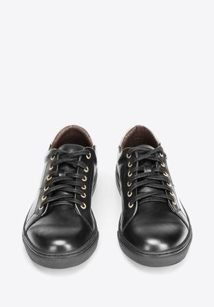 Damskie skórzane sneakersy klasyczne, czarny, 92-D-350-1-35, Zdjęcie 1