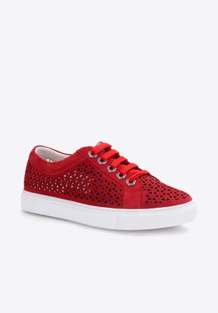 Damskie sneakersy ażurowe, czerwony, 86-D-916-3-37, Zdjęcie 1