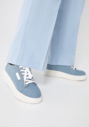 Damskie sneakersy dżinsowe na platformie, jasny niebieski, 97-D-522-7-38, Zdjęcie 1