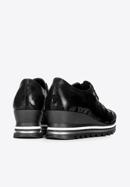 Damskie sneakersy na platformie metaliczne, czarno-srebrny, 92-D-656-S-35, Zdjęcie 4