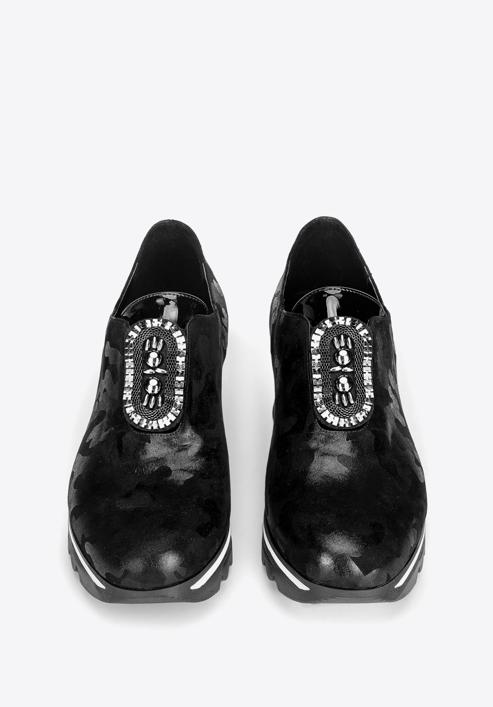Damskie sneakersy na platformie metaliczne, czarno-srebrny, 92-D-656-S-37, Zdjęcie 5