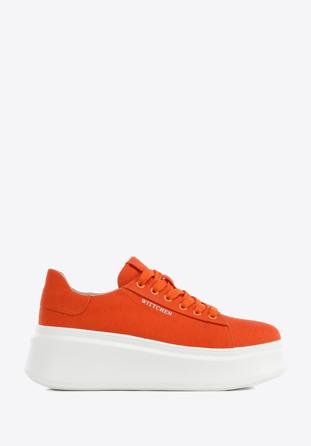 Damskie sneakersy na grubej podeszwie klasyczne, pomarańczowy, 96-D-962-6-38, Zdjęcie 1