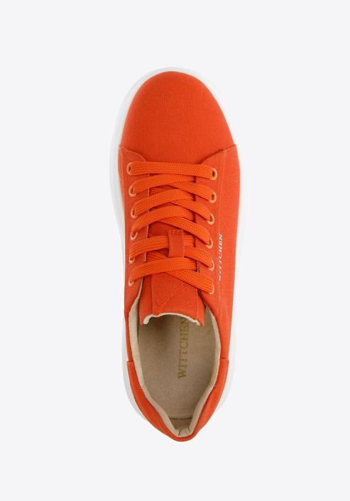 Damskie sneakersy na grubej podeszwie klasyczne, pomarańczowy, 96-D-962-N-39, Zdjęcie 4