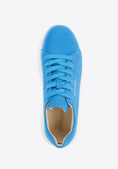 Damskie sneakersy na grubej podeszwie klasyczne, niebieski, 96-D-962-N-37, Zdjęcie 4