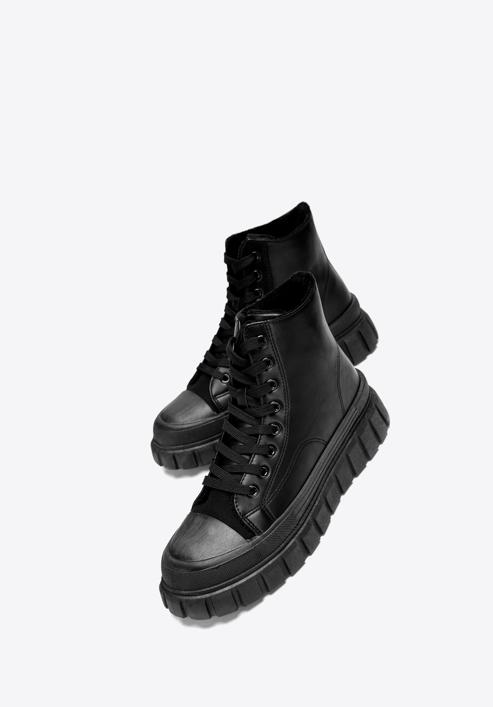 Damskie sneakersy na platformie klasyczne, czarny, 97-DP-800-0-41, Zdjęcie 8