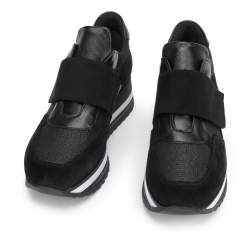 Damskie sneakersy zamszowe na rzep na platformie, czarny, 93-D-654-1-36, ZdjÄ™cie 1