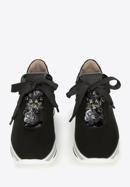 Damskie sneakersy ozdobione koralikami na koturnie, czarny, 95-D-656-1-36, Zdjęcie 2