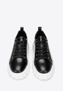 Damskie sneakersy skórzane na grubej platformie, czarny, 97-D-951-4-36, Zdjęcie 3