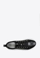 Damskie sneakersy skórzane na grubej platformie, czarny, 97-D-951-G-37, Zdjęcie 5