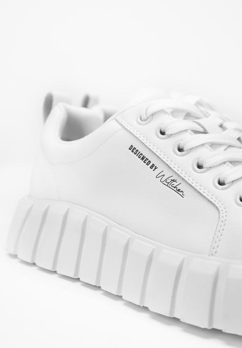 Damskie sneakersy skórzane na grubej platformie, biały, 97-D-951-1-36, Zdjęcie 7