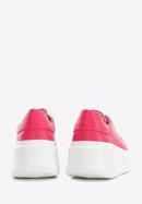 Damskie sneakersy skórzane na grubej podeszwie klasyczne, różowy, 96-D-963-P-37, Zdjęcie 5