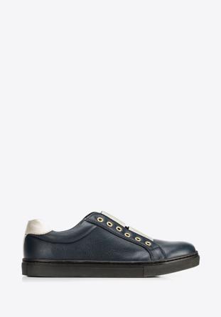 Women's leather trainers, navy blue, 92-D-351-7-37, Photo 1