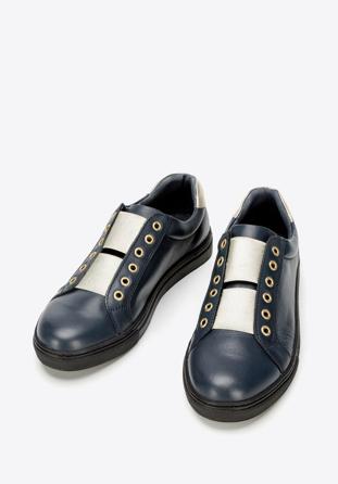 Women's leather trainers, navy blue, 92-D-351-7-35, Photo 1
