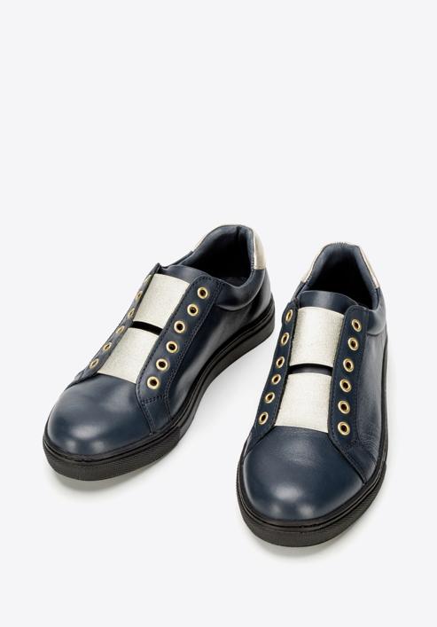 Women's leather trainers, navy blue, 92-D-351-7-41, Photo 2