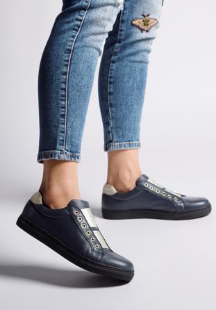 Women's leather trainers, navy blue, 92-D-351-7-41, Photo 1