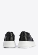 Damskie sneakersy skórzane na lekkiej platformie, czarno-biały, 95-D-951-1-37, Zdjęcie 4