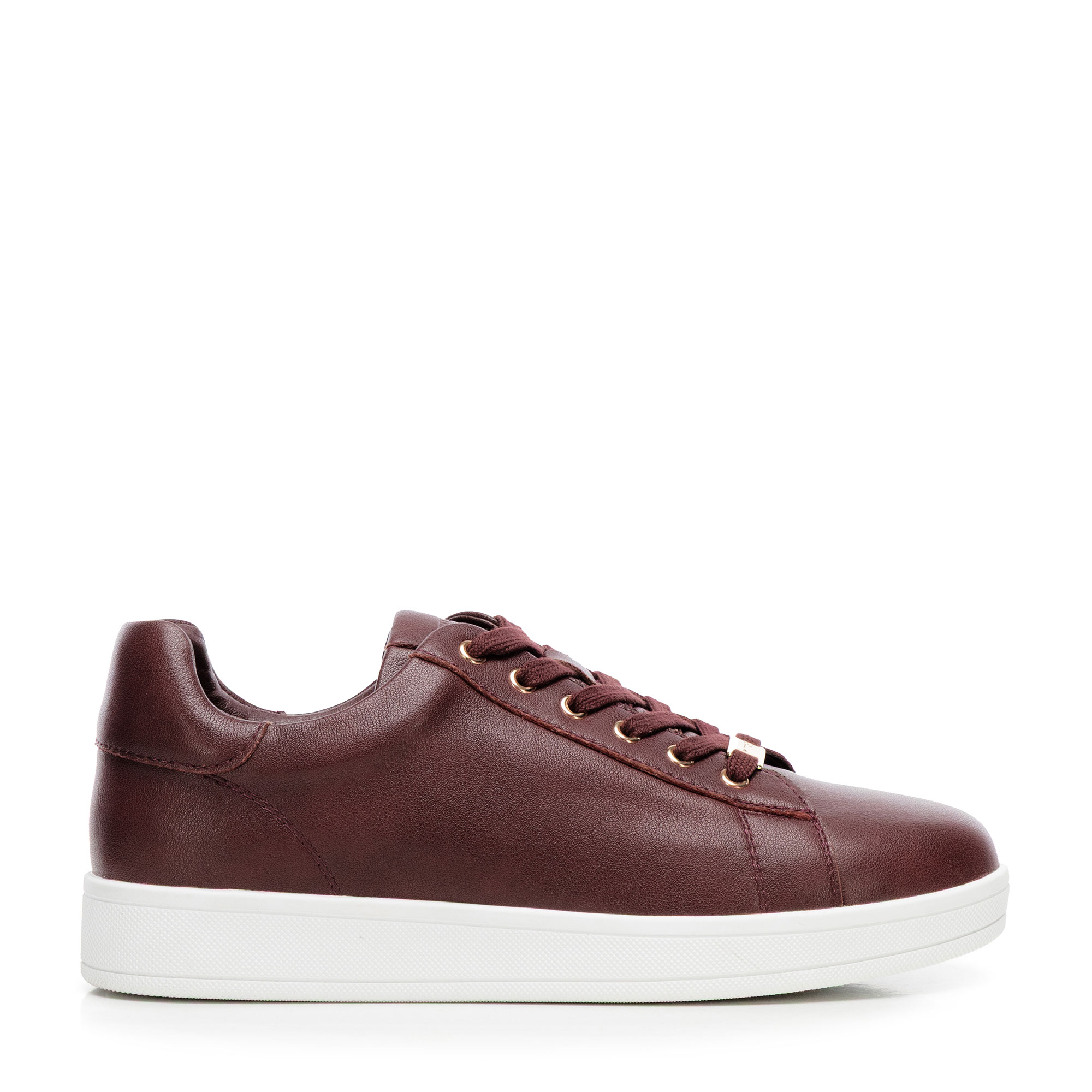 Dámske kožené sneakersy na platforme bordové 101-D-972-3