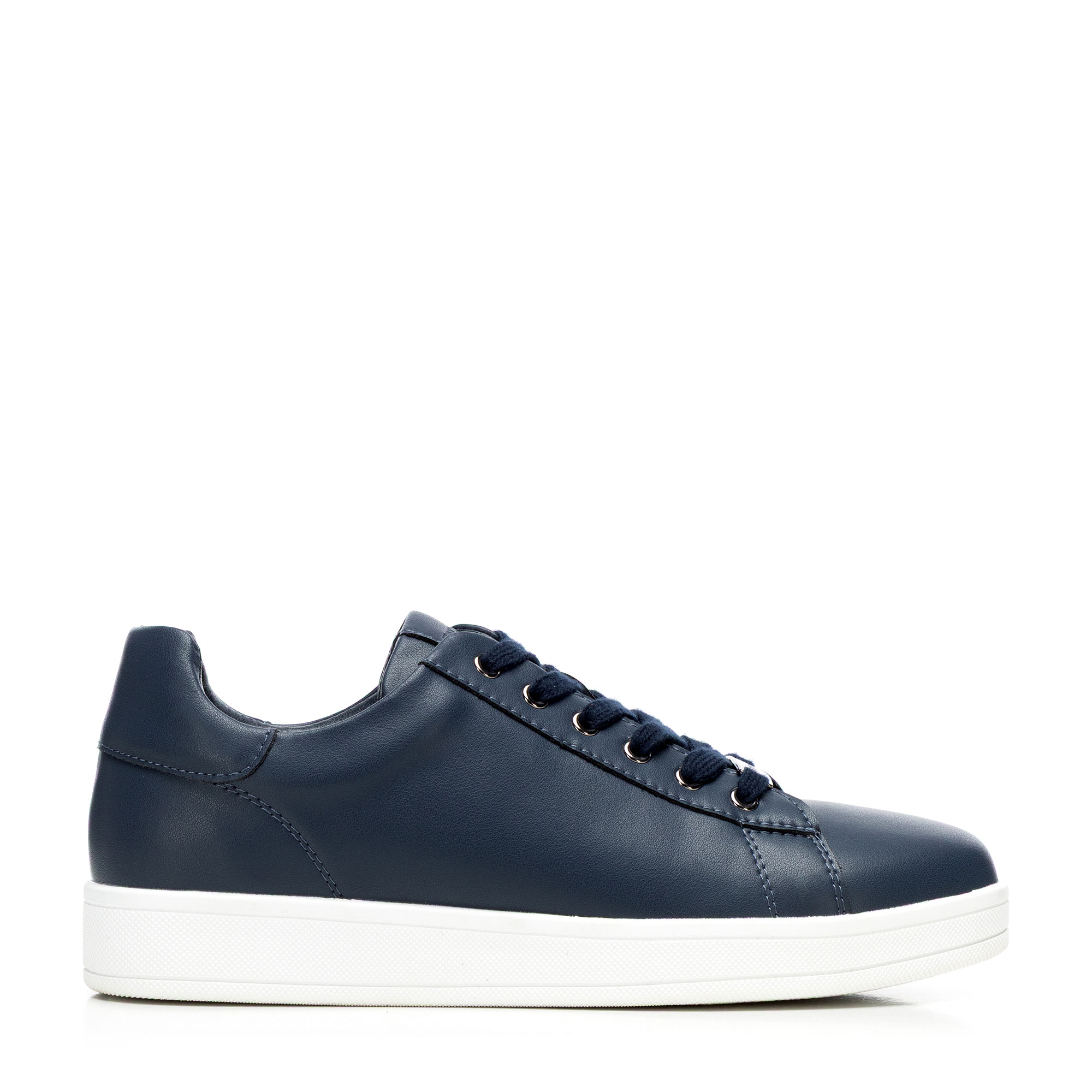 Dámske kožené sneakersy na platforme modré 101-D-972-N