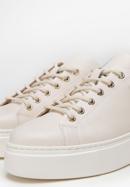 Damskie sneakersy skórzane na platformie klasyczne, jasny beż, 98-D-108-0-39_5, Zdjęcie 7