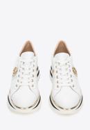 Damskie sneakersy skórzane z klamrą na platformie w pasy, biały, 94-D-111-0-41, Zdjęcie 3