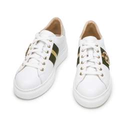 Damskie sneakersy skórzane z klamrami, biały, 94-D-113-0-36, Zdjęcie 1