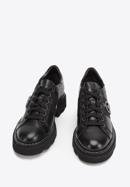 Women's leather lace up shoes with ring detail, black, 93-D-109-1-37_5, Photo 2