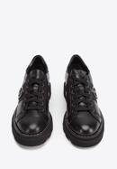 Women's leather lace up shoes with ring detail, black, 93-D-109-1-39, Photo 3