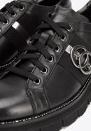 Women's leather lace up shoes with ring detail, black, 93-D-109-1-37_5, Photo 7