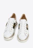 Women's leather fashion trainers with insect detail, white-green, 96-D-101-0Z-35, Photo 2