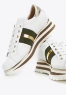 Women's leather fashion trainers with insect detail, white-green, 96-D-101-0Z-35, Photo 8