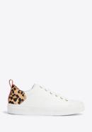 Women's leather trainers with a leopard print, white, 95-D-952-1-36, Photo 1