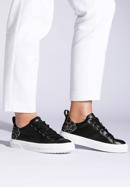 Women's leather trainers with a leopard print, black, 95-D-952-1-37, Photo 15