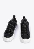 Women's leather trainers with a leopard print, black, 95-D-952-1-36, Photo 2