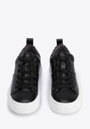 Damskie sneakersy skórzane z wzorem w cętki, czarny, 95-D-952-1-38, Zdjęcie 3