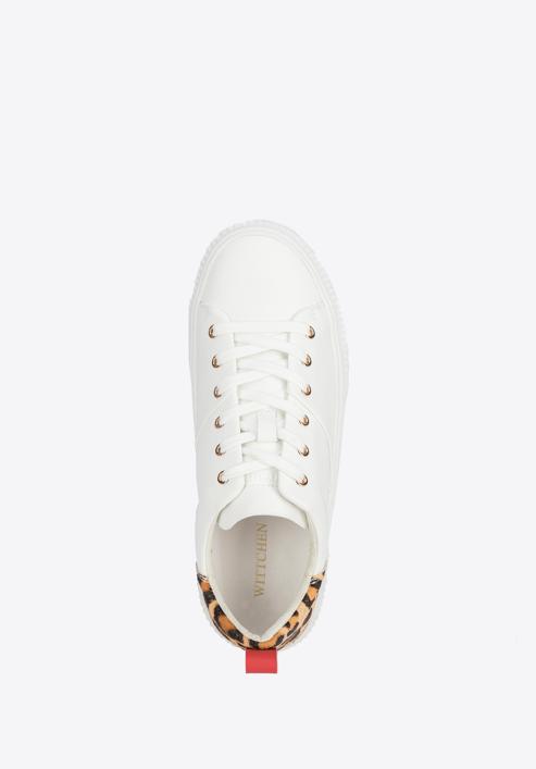 Women's leather trainers with a leopard print, white, 95-D-952-1-35, Photo 5