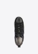 Damskie sneakersy skórzane z wzorem w cętki, czarny, 95-D-952-1-36, Zdjęcie 5