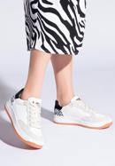 Women's leather fashion trainers with animal detail, white-black, 96-D-964-0N-37, Photo 15
