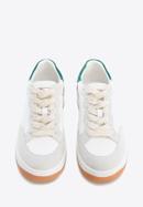 Women's leather fashion trainers with animal detail, white-green, 96-D-964-0N-35, Photo 2