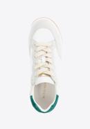 Women's leather fashion trainers with animal detail, white-green, 96-D-964-0N-37, Photo 4