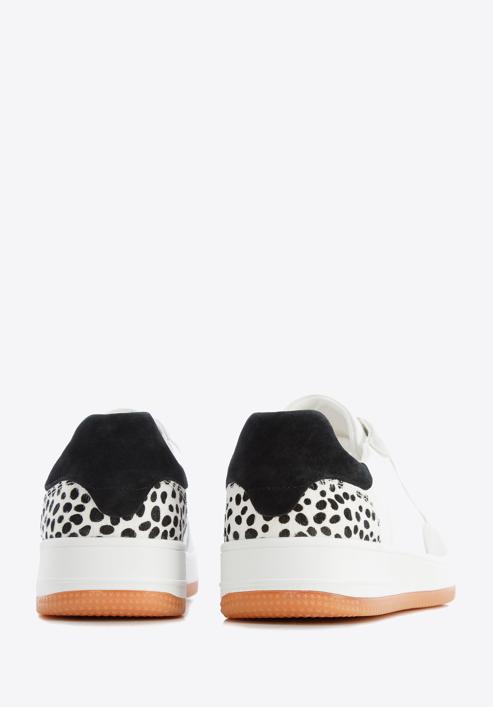 Women's leather fashion trainers with animal detail, white-black, 96-D-964-0N-37, Photo 5