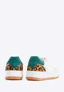 Women's leather fashion trainers with animal detail, white-green, 96-D-964-0N-35, Photo 5