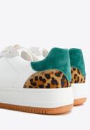 Women's leather fashion trainers with animal detail, white-green, 96-D-964-01-35, Photo 7