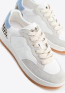 Women's leather fashion trainers with animal detail, white-brown, 96-D-964-01-35, Photo 8