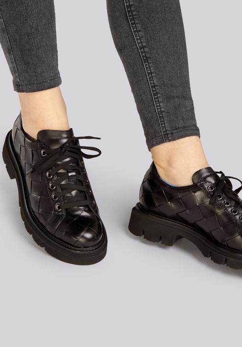 Women's leather lace up shoes, black, 93-D-110-1-39_5, Photo 30