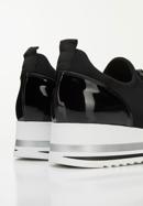 Damskie sneakersy z elastycznej tkaniny na koturnie z ozdobą, czarny, 95-D-655-1-38, Zdjęcie 8