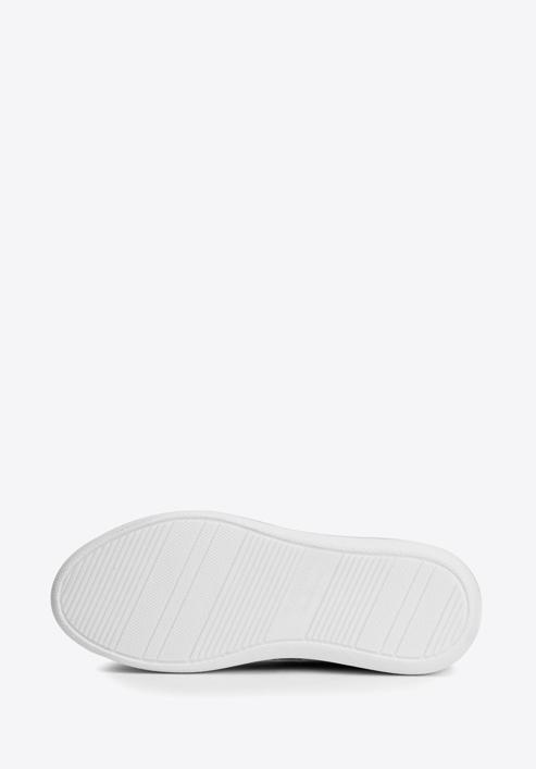 Damskie sneakersy z lakierowanej skóry o krokodylej fakturze, czarno-biały, 93-D-300-1W-38, Zdjęcie 6
