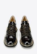Damskie sneakersy z lakierowanej skóry z klamrą, czarny, 97-D-100-1-41, Zdjęcie 3
