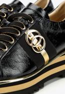 Damskie sneakersy z lakierowanej skóry z klamrą, czarny, 97-D-100-1-37, Zdjęcie 8